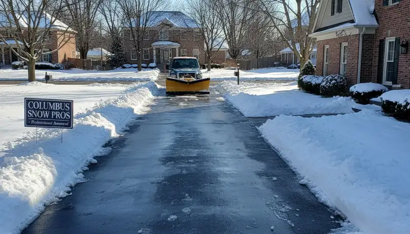 Clean driveway after professional snow removal by Chop Chop Landscaping in Columbus, OH