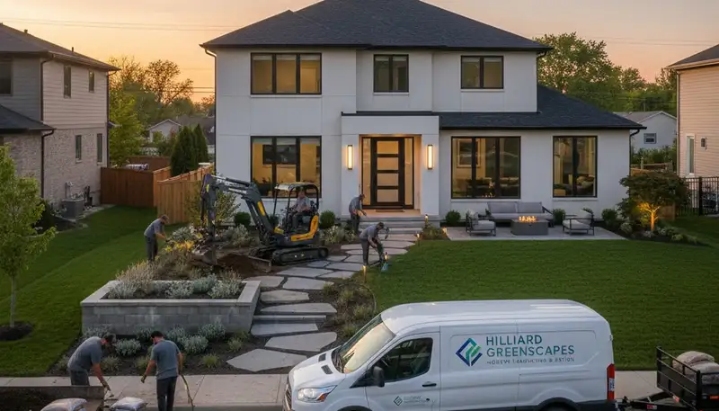 Professional landscaping crew serving Columbus, OH with lawn care and landscape maintenance