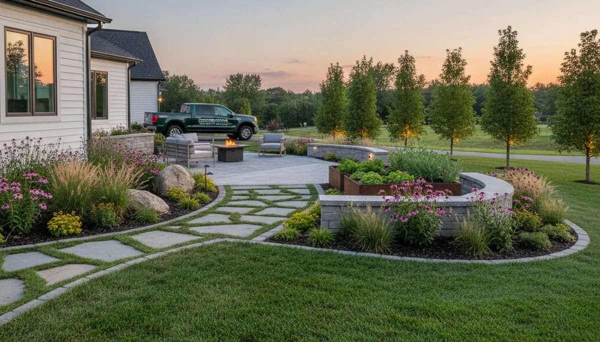 Landscaping crew serving Columbus, OH with professional lawn and yard care services