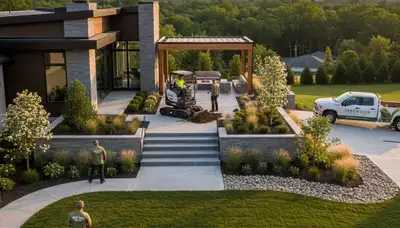 Columbus, OH landscaping crew providing professional lawn and landscape maintenance services