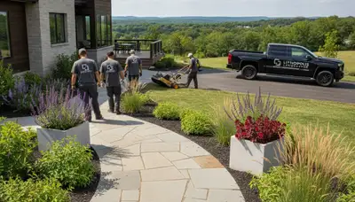 Landscaping service team in Columbus, OH providing professional yard care and outdoor maintenance