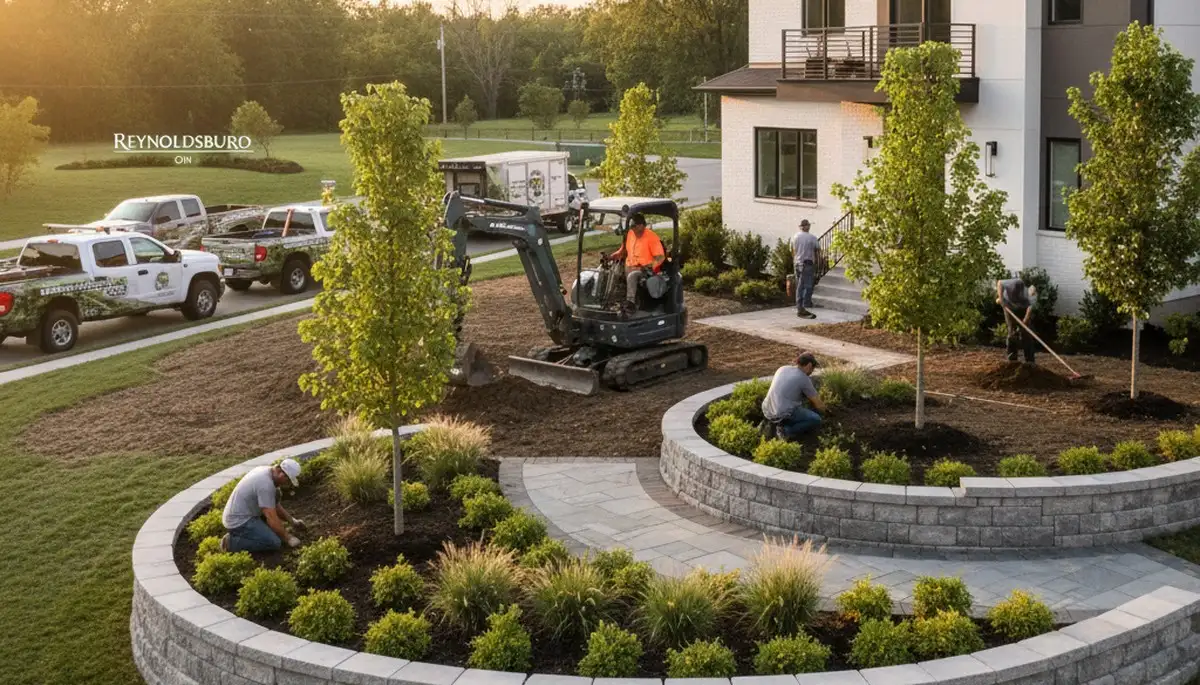Landscaping crew serving Columbus, OH with professional lawn and garden maintenance