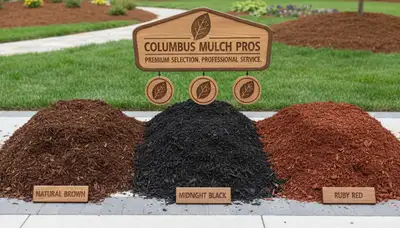 Brown, black, and red mulch color selection display by Chop Chop Landscaping in Columbus, Ohio
