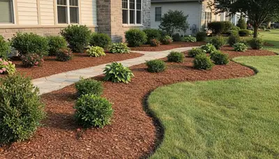 Freshly spread mulch beds with clean edges by professional landscapers in Columbus, Ohio