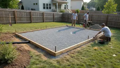 Professional shed foundation and base preparation by landscaping experts in Columbus, OH