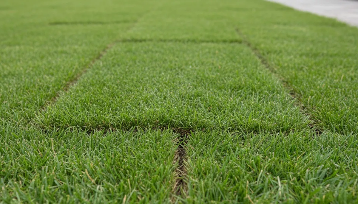 Close-up of seamless sod seams installed by professional landscapers in Columbus, OH