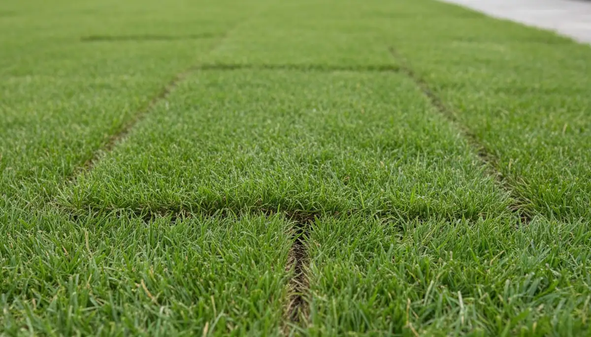 Close-up of seamless sod seams installed by professional landscapers in Columbus, OH